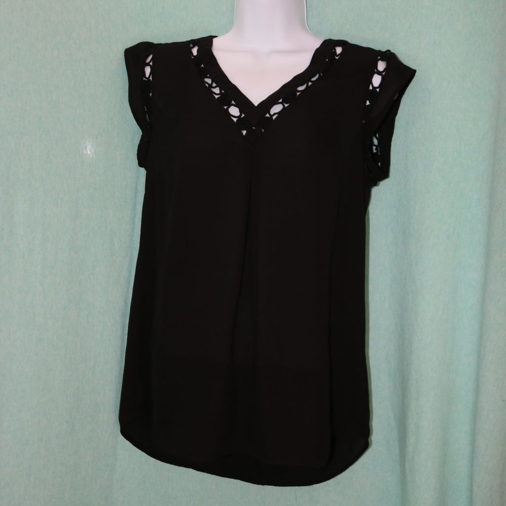 Danielle Rainn Black Chiffon Blouse